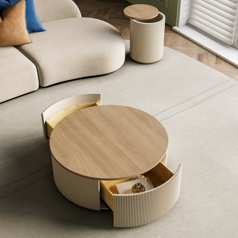 Modern Round Coffee Table Solid Wood Nesting Coffee Table Set Clearhalo 'Coffee & Accent Tables' 'Coffee Tables' 'coffee_tables' 'furn' 'furn_coffee_tables' 'Furniture' 'Living Room Furniture' 7283573