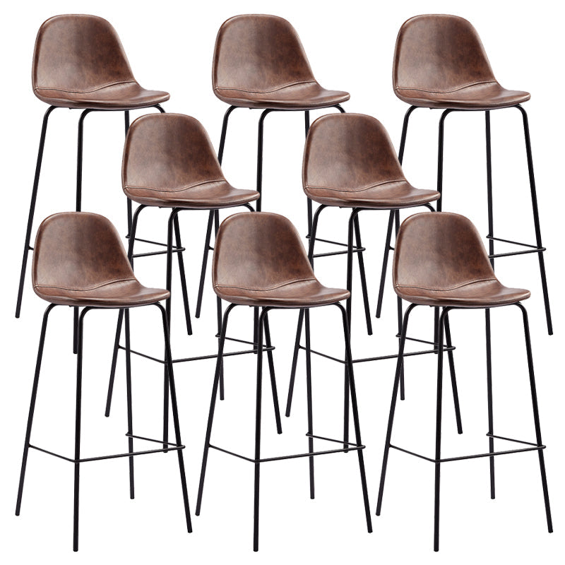 Black Metal Base Bar and Counter Stool Industrial Style Indoor Stool Coffee 8 Piece Set Bar Stool(30"H) Clearhalo 'Bar Furniture' 'Bar Stools' 'bar_stools' 'furn' 'furn_bar_stools' 'Furniture' 'Kitchen & Dining Furniture' 7288643