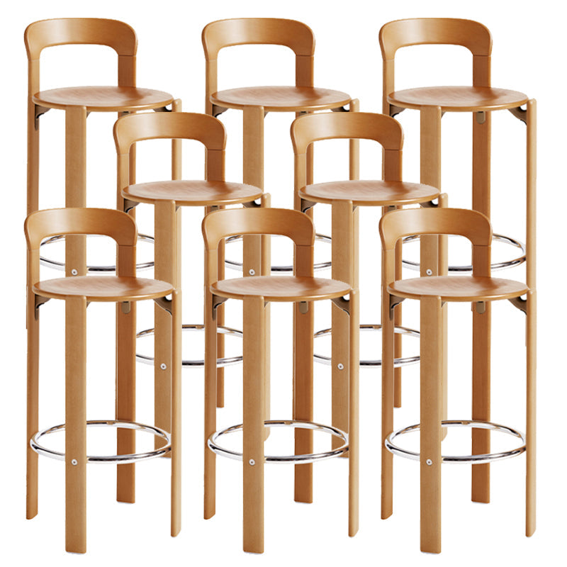 Round Low Back Dining Stools Plastic Barstools with Footrest