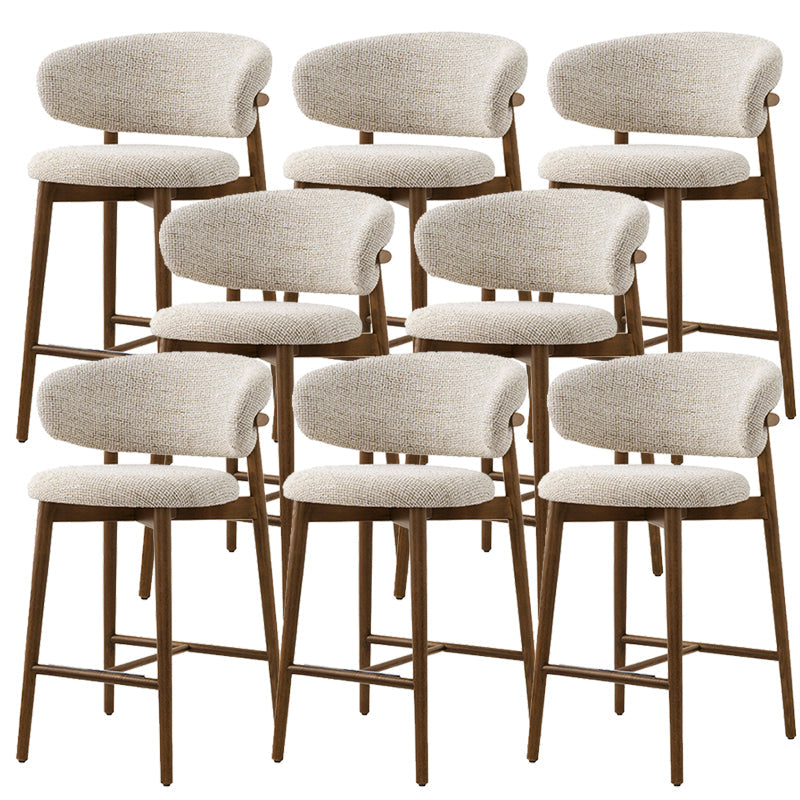 Solid Wood Dining Stools White Upholstered Bar Stools with Footrest
