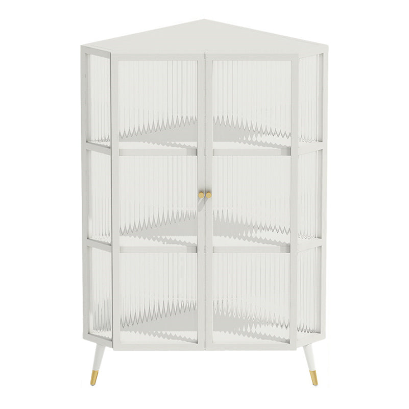 Industrial Curio Cabinet Metal Glass Doors Storage Cabinet with Legs