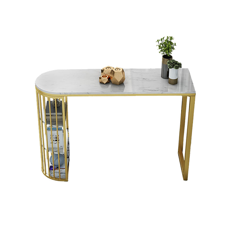 Glam Stone Bar Table Golden Base Storable Table for Living Room Half-circle Without Chairs Clearhalo 'Bar Furniture' 'Bar Tables' 'bar_tables' 'furn' 'furn_bar_tables' 'Furniture' 'Kitchen & Dining Furniture' 7289292