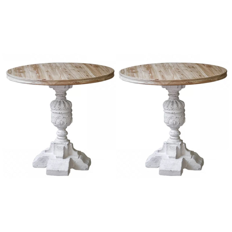 French Country Corner Table Wood Pedestal Round Accent Side Table 31.5"L x 31.5"W x 31.5"H 2 Clearhalo 'Coffee & Accent Tables' 'End & Side Tables' 'end_side_tables' 'furn' 'furn_end_side_tables' 'Furniture' 'Living Room Furniture' 7289697