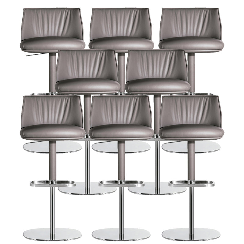 Faux Leather Bar Stools Adjustable Height Swivel Dining Stools with Footrest