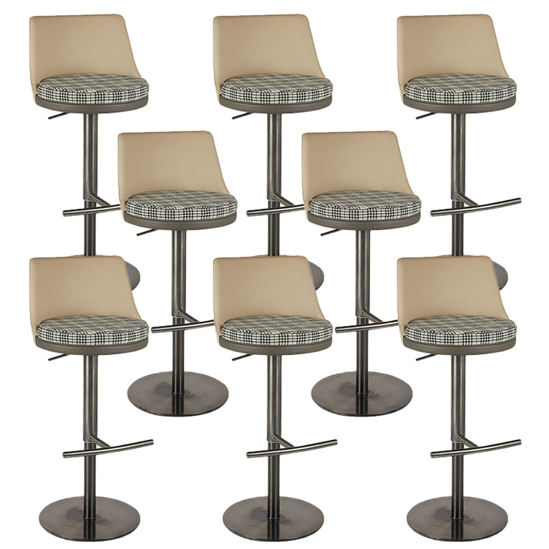 Armless Bar Stools Adjustable Height Dining Stools with Metal Base
