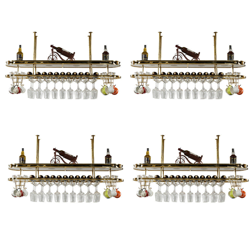 Hanging Wine Rack Holder Modern Stainless Steel Wine Rack in Gold 59"L x 12"W x 13"H Gold-White 4 Piece Set Clearhalo 'furn' 'furn_wine_racks' 'Furniture' 'Kitchen & Dining Furniture' 'Wine Racks' 'wine_racks' 7296451