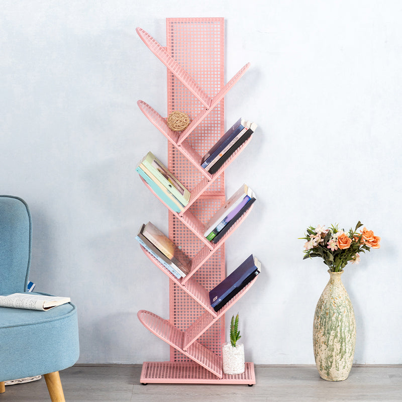 Scandinavian Metal Bookshelf Standard Closed Back Bookcase with Shelves Pink Clearhalo 'Bookcases' 'furn' 'furn_bookcases' 'Furniture' 'Office Furniture' 7298636