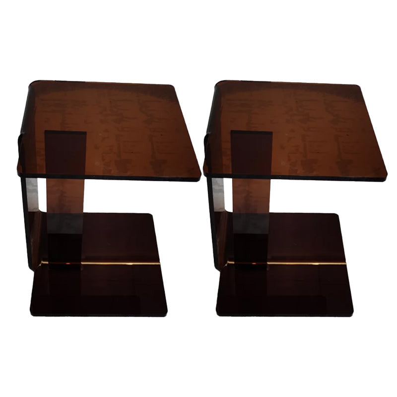 21"H Glam Corner Table Acrylic Square Accent Side Table for Living Room 16"L x 16"W x 22"H Light Tan 2 Clearhalo 'Coffee & Accent Tables' 'End & Side Tables' 'end_side_tables' 'furn' 'furn_end_side_tables' 'Furniture' 'Living Room Furniture' 7301547