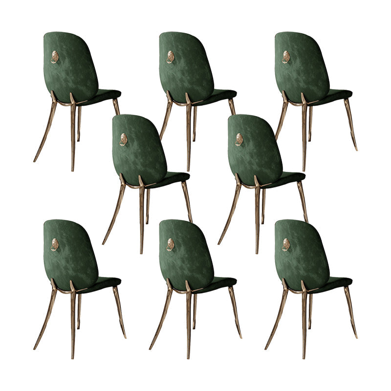 Nordic Style Armless Dining Chairs Glam Side Chairs with Metal Base