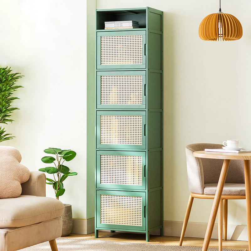 Contemporary Green Wood Accent Cabinet Rectangle Grooves Accent Cabinet 17"L x 13"W x 67"H Wicker & Rattan Clearhalo 'Cabinets & Chests' 'cabinets_chests' 'furn' 'furn_cabinets_chests' 'Furniture' 'Living Room Furniture' 7301956