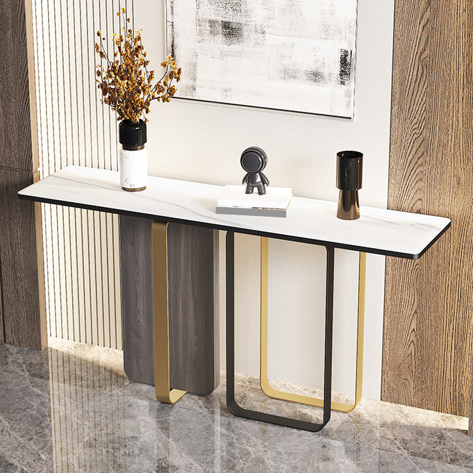 Tavolo della console glam tavolo accento in pietra rettangolo, largo 12 pollici