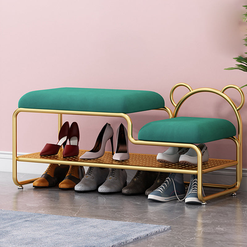 Modern Entryway Bench Cushioned Metal Seating Bench , 12.5 Inch W 47"L x 13"W x 18"H Green Gold Clearhalo 'Benches' 'Chairs & Seating' 'furn' 'furn_benches' 'Furniture' 'Living Room Furniture' 7306982