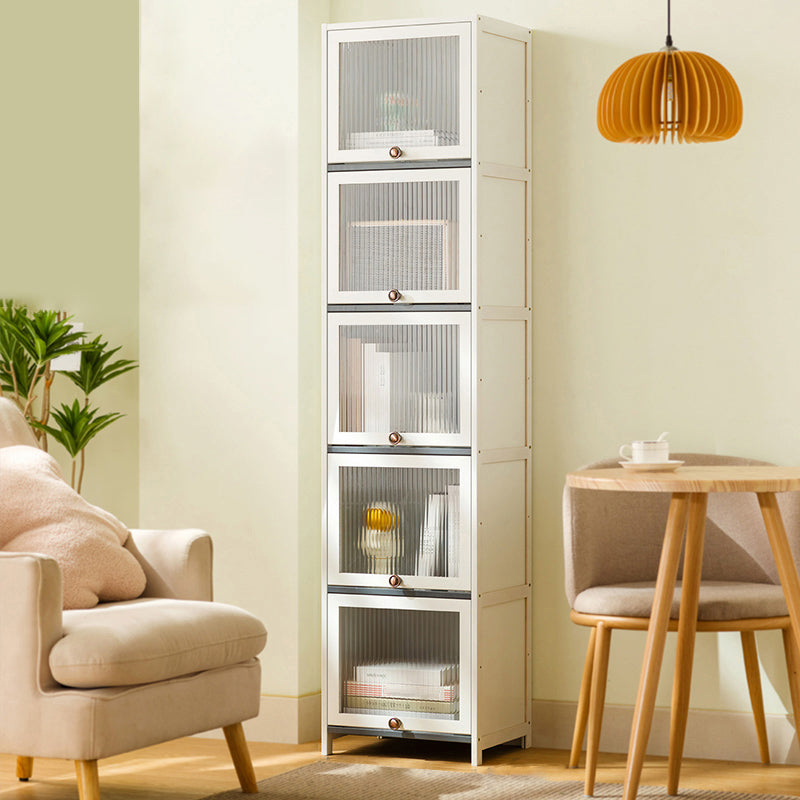 Contemporary White Wood Storage Cabinet Knobs Rectangle Storage Cabinet 16"L x 13"W x 68"H Clearhalo 'Cabinets & Chests' 'cabinets_chests' 'furn' 'furn_cabinets_chests' 'Furniture' 'Living Room Furniture' 7309586