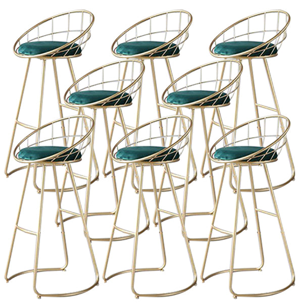 Round Polstered Dool Hocker Low Back Bar Stool mit goldener Metallbasis