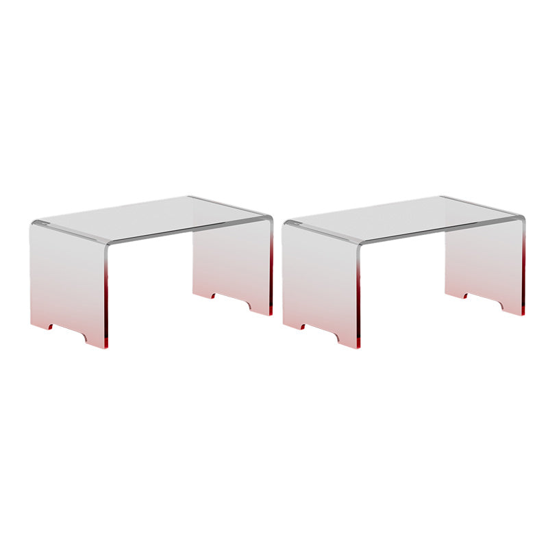 9" Wide Glam Corner Table Acrylic Rectangular Accent Side Table Red Clear 2 Clearhalo 'Coffee & Accent Tables' 'End & Side Tables' 'end_side_tables' 'furn' 'furn_end_side_tables' 'Furniture' 'Living Room Furniture' 7311149