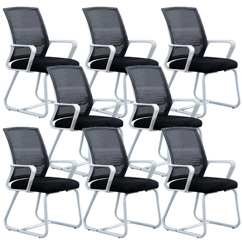 Modern Office Chair Fixed Arms No Distressing Desk Chair with Breathable Back White-Black 8 Piece Set Clearhalo 'furn' 'furn_office_chair' 'Furniture' 'Office Chairs' 'Office Furniture' 'office_chair' 7311418