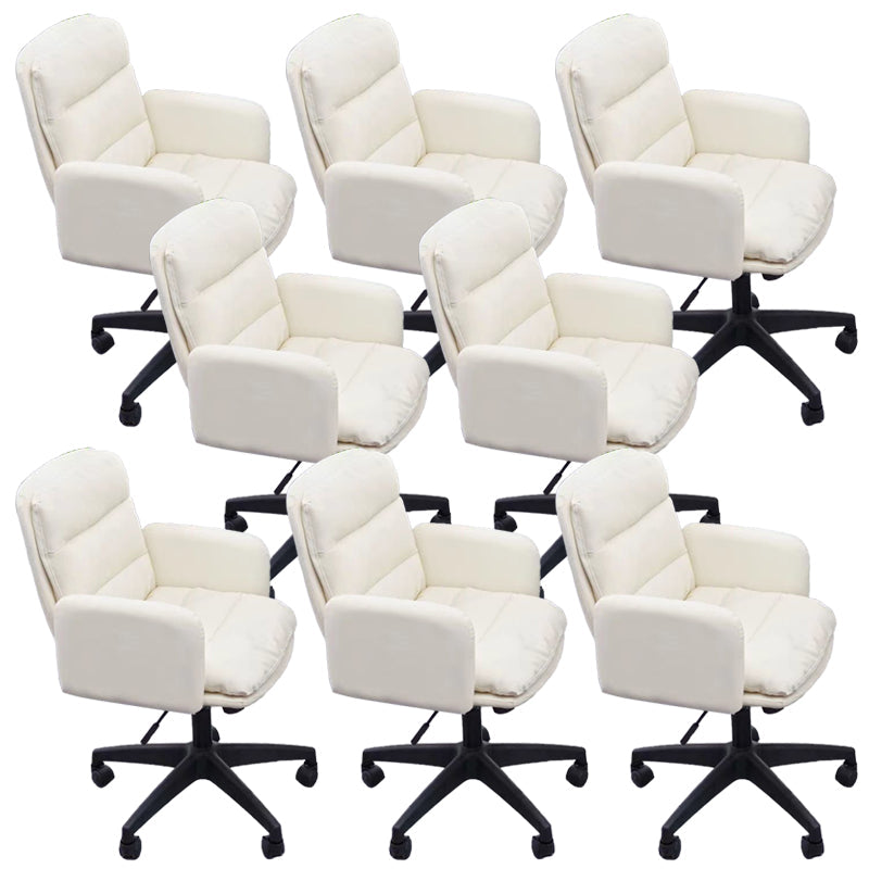 Modern Office Chair Armless Leather Adjustable Seat Height Swivel Chair with Wheels Off-White 8 Piece Set Clearhalo 'furn' 'furn_office_chair' 'Furniture' 'Office Chairs' 'Office Furniture' 'office_chair' 7311471