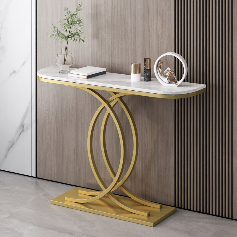 Table de consola de media luna glamera mesa de sofá de consola de hierro para hall
