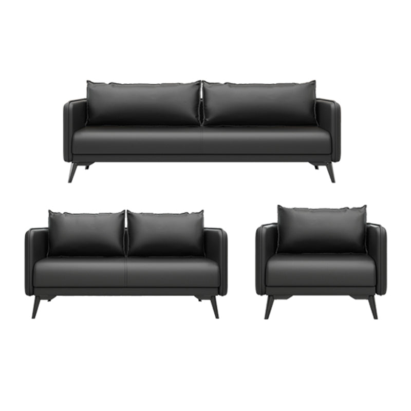 Sofá de almohada de cuero asiento de brazo cuadrado para sala de estar