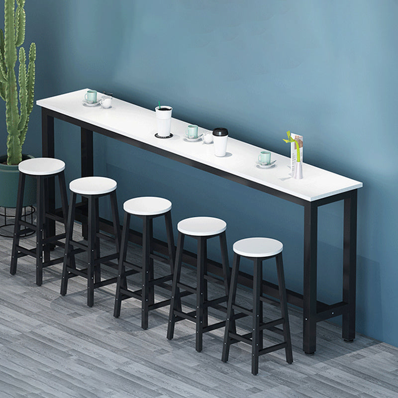 Modern Artificial Wood Bar Table Rectangle Table Metal Base for Cafe Table & Chair(s) White-Black Clearhalo 'Bar Furniture' 'furn' 'furn_home_bar_bar_sets' 'Furniture' 'Home Bars & Bar Sets' 'home_bar_bar_sets' 'Kitchen & Dining Furniture' 7312295
