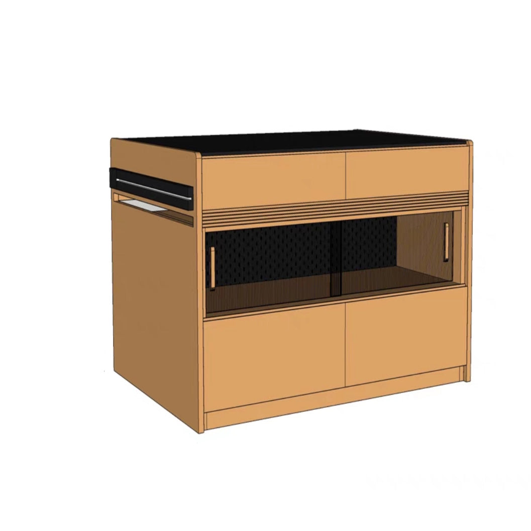 Mesa moderna de la isla de la cocina comedor mesa de preparación estacionaria de madera maciza