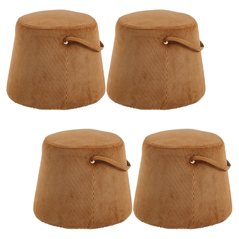 Fabric Standard Stool Modern Style Simple Household Round Footstool Yellow Velvet 4 Piece Set Clearhalo 'furn' 'furn_ottomans_poufs' 'Furniture' 'Living Room Furniture' 'Ottomans & Poufs' 'ottomans_poufs' 7314879