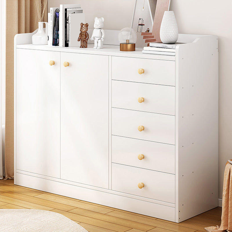 Contemporary Manufactured Wood Accent Cabinet Rectangle Storage Cabinet with Drawer 35"L x 13"W x 33"H White 5 Clearhalo 'Cabinets & Chests' 'cabinets_chests' 'furn' 'furn_cabinets_chests' 'Furniture' 'Living Room Furniture' 7315051