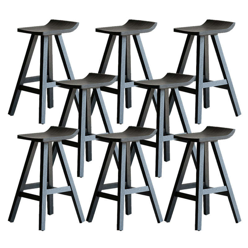Solid Wood Dining Stools Black Armless Bar Stools with Footrest Textured Black 8 Piece Set Clearhalo 'Bar Furniture' 'Bar Stools' 'bar_stools' 'furn' 'furn_bar_stools' 'Furniture' 'Kitchen & Dining Furniture' 7316522