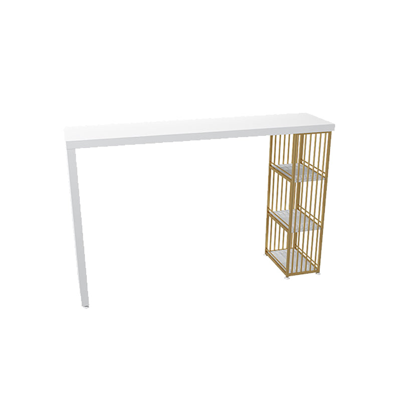 Vaste houten staaf rechthoek eettafel met opbergplanken