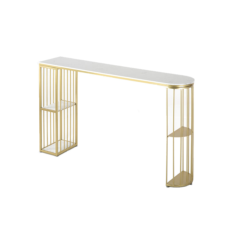 Table de bar en marbre double table à manger piédestal avec étagères de rangement