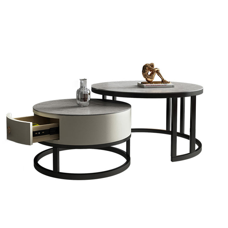 Rectangle Coffee Table Slate 2 Nesting Coffee Table Set for Living Room Grey Drawers Included Clearhalo 'Coffee & Accent Tables' 'Coffee Tables' 'coffee_tables' 'furn' 'furn_coffee_tables' 'Furniture' 'Living Room Furniture' 7317684