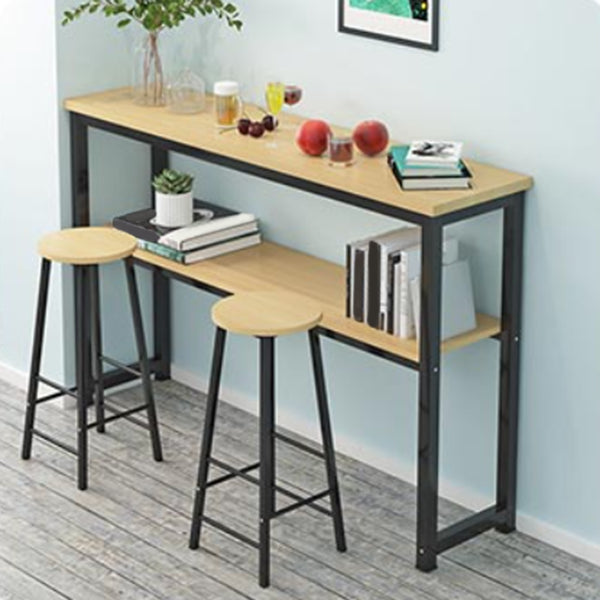Mesa de barra rectangular de estilo moderno base de madera base de metal para comedor