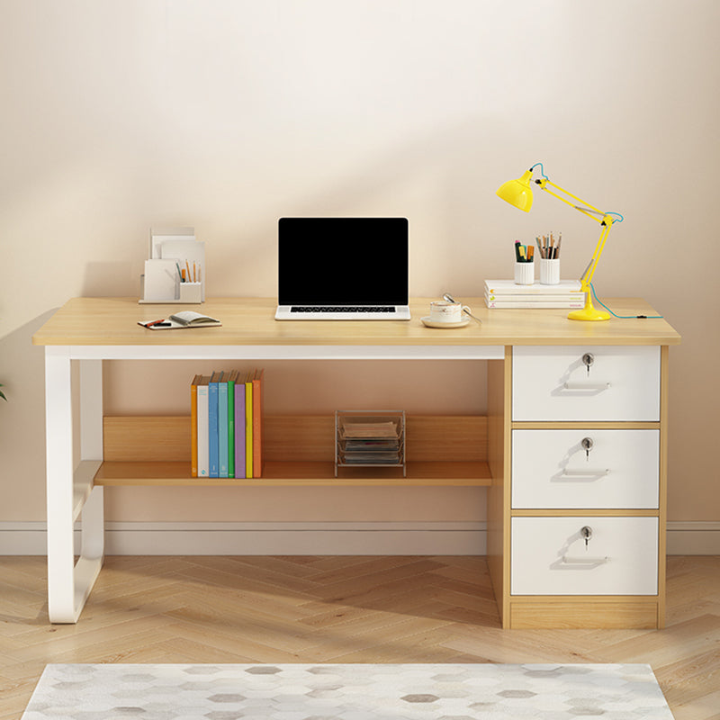 3 Schubladen zeitgenössischer Büro Schreibtisch Rechteckige antike Finish Computertisch