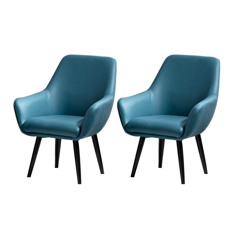 Fixed Back Lounge Chair Solid Color Barrel Chair with Black Legs Blue Tech Cloth 2 Piece Set Clearhalo 'Accent Chairs' 'accent_chairs' 'Chairs & Seating' 'furn' 'furn_accent_chairs' 'Furniture' 'Living Room Furniture' 7320730