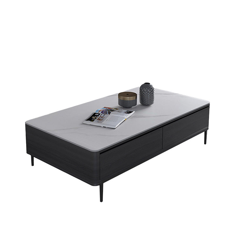 Rectangular Slate 4 Legs Coffee Table Modern 1 Single Cocktail Table with 4 Drawers White Clearhalo 'Coffee & Accent Tables' 'Coffee Tables' 'coffee_tables' 'furn' 'furn_coffee_tables' 'Furniture' 'Living Room Furniture' 7323248