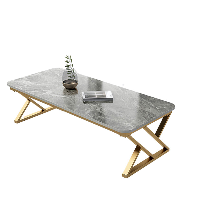 Slate Top Rectangular Coffee Table Trestle Coffee Cocktail Table Gold Gray Clearhalo 'Coffee & Accent Tables' 'Coffee Tables' 'coffee_tables' 'furn' 'furn_coffee_tables' 'Furniture' 'Living Room Furniture' 7323290