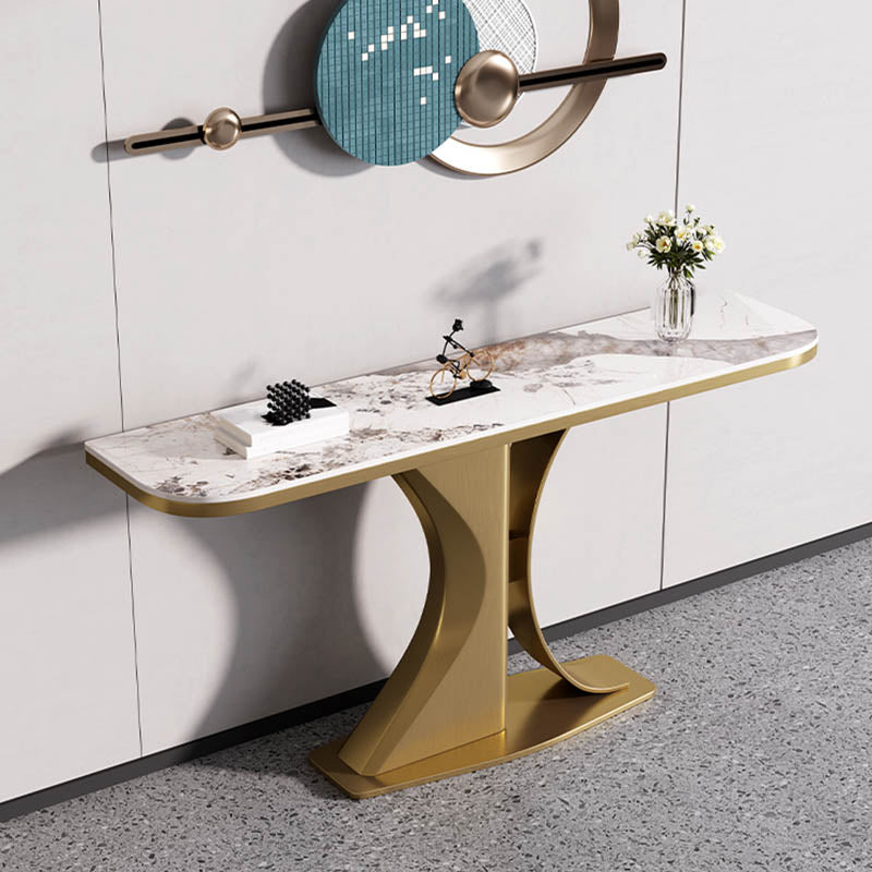 Tavolino moderno console a mezza luna tavolino in oro/grigio