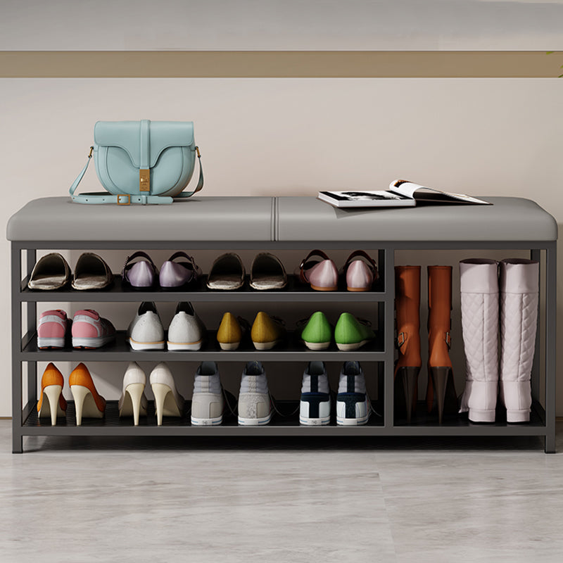 Modern Style Entryway Bench Cushioned Shoe Storage Seating Bench 47"L x 13"W x 19"H Gray Black Clearhalo 'Benches' 'Chairs & Seating' 'furn' 'furn_benches' 'Furniture' 'Living Room Furniture' 7324309