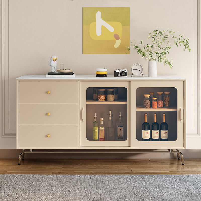 Server a buffet di pietra per tavolino a buffet contemporanei con cassetti per sala da pranzo