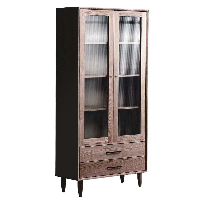 Mid-Century Modern Solid Wood Chest Rectangle Accent Cabinet with Drawer 33"L x 14"W x 63"H Nut-Brown Clearhalo 'Cabinets & Chests' 'cabinets_chests' 'furn' 'furn_cabinets_chests' 'Furniture' 'Living Room Furniture' 7324581
