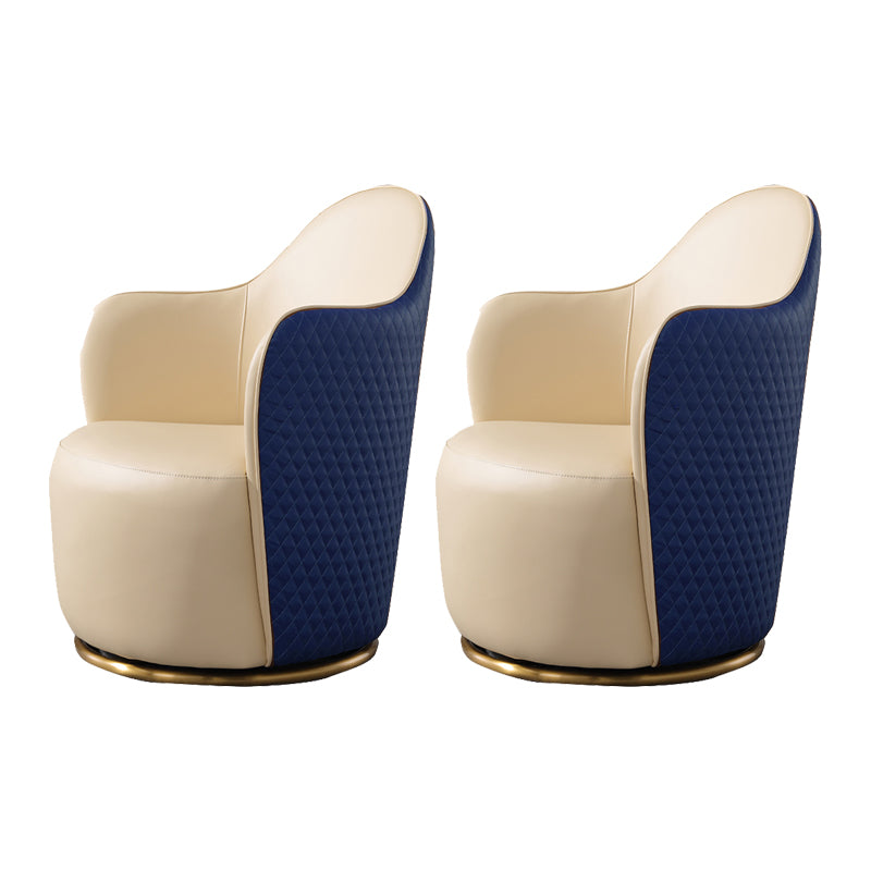 Round Base Style Side Chair Leather Lounge Chair for Living Room Blue Microfiber Leather 2 Piece Set Clearhalo 'Accent Chairs' 'accent_chairs' 'Chairs & Seating' 'furn' 'furn_accent_chairs' 'Furniture' 'Living Room Furniture' 7325698