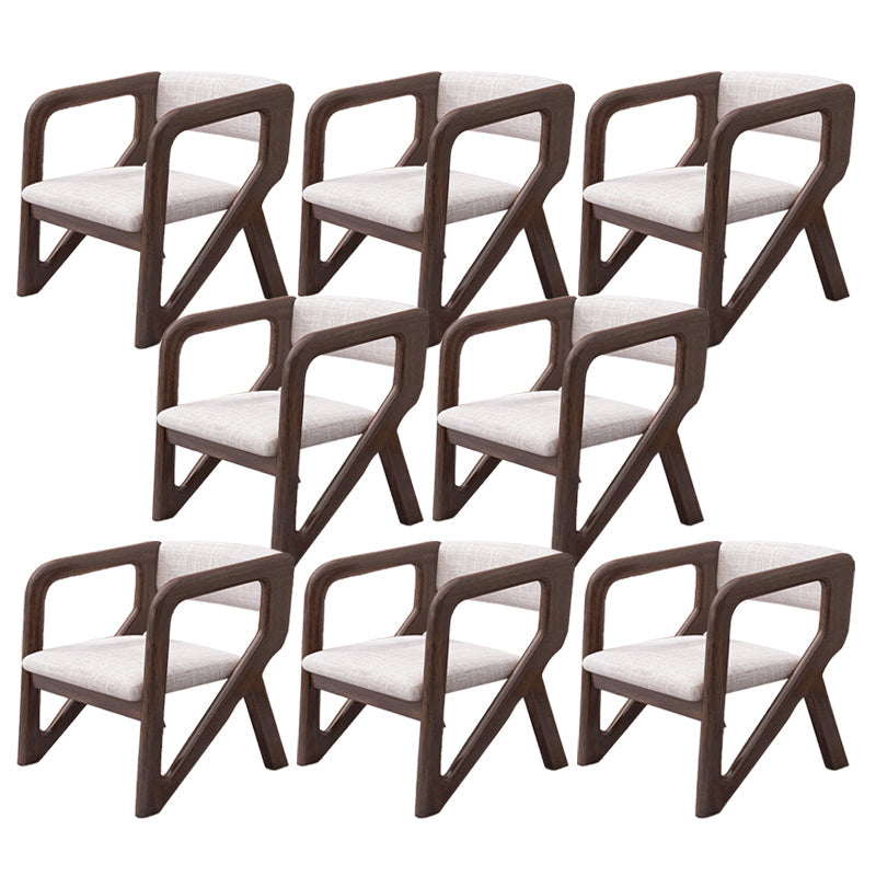 Open Back Arm Chairs Solid Wood Dining Chairs for Dining Room Grey 8 Piece Set Walnut Clearhalo 'Dining Chairs' 'Dining Tables & Seating' 'dining_chair' 'furn' 'furn_dining_chair' 'Furniture' 'Kitchen & Dining Furniture' 7327022