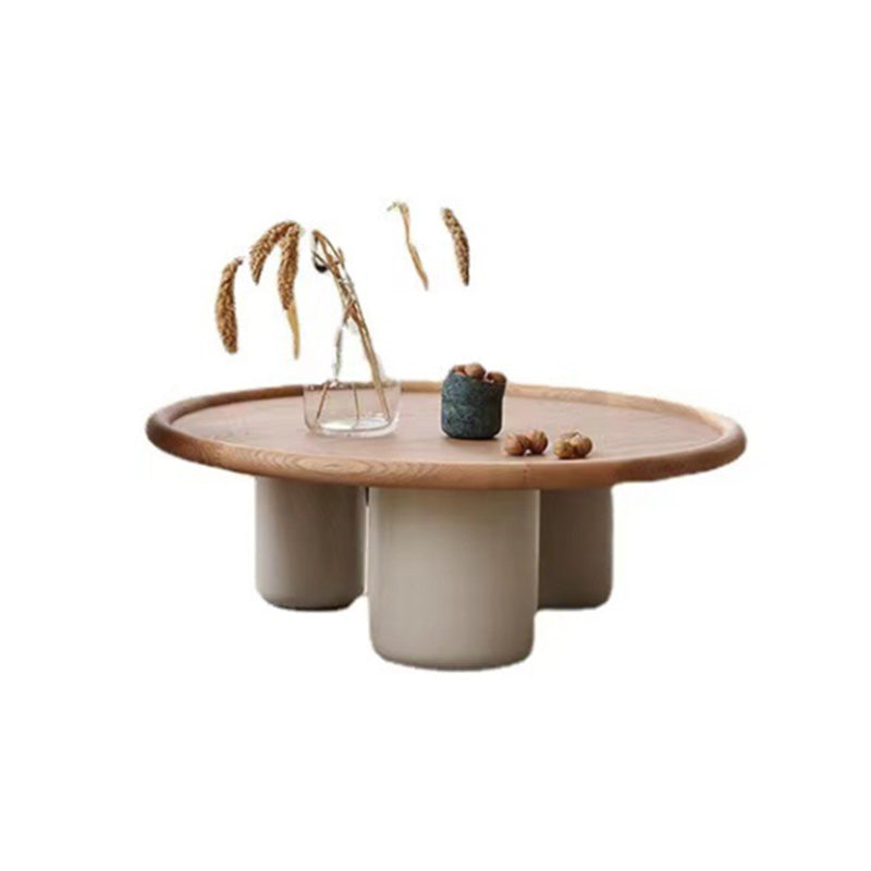 Solid Wood Tray Top Coffee Cocktail Table with 3 Legs in Brown 41"L x 41"W x 13"H Clearhalo 'Coffee & Accent Tables' 'Coffee Tables' 'coffee_tables' 'furn' 'furn_coffee_tables' 'Furniture' 'Living Room Furniture' 7328351