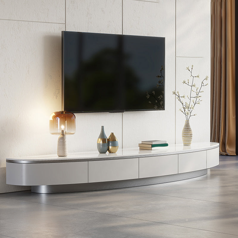 Stone Media Console TV Stand Modern TV Stand Console with 3 Drawers 94"L x 16"W x 14"H Grey Clearhalo 'furn' 'furn_tv_stands_entertainment_centers' 'Furniture' 'Living Room Furniture' 'TV Stands & Entertainment Centers' 'TV Stands & Media Storage Furniture' 'tv_stands_entertainment_centers' 7330075