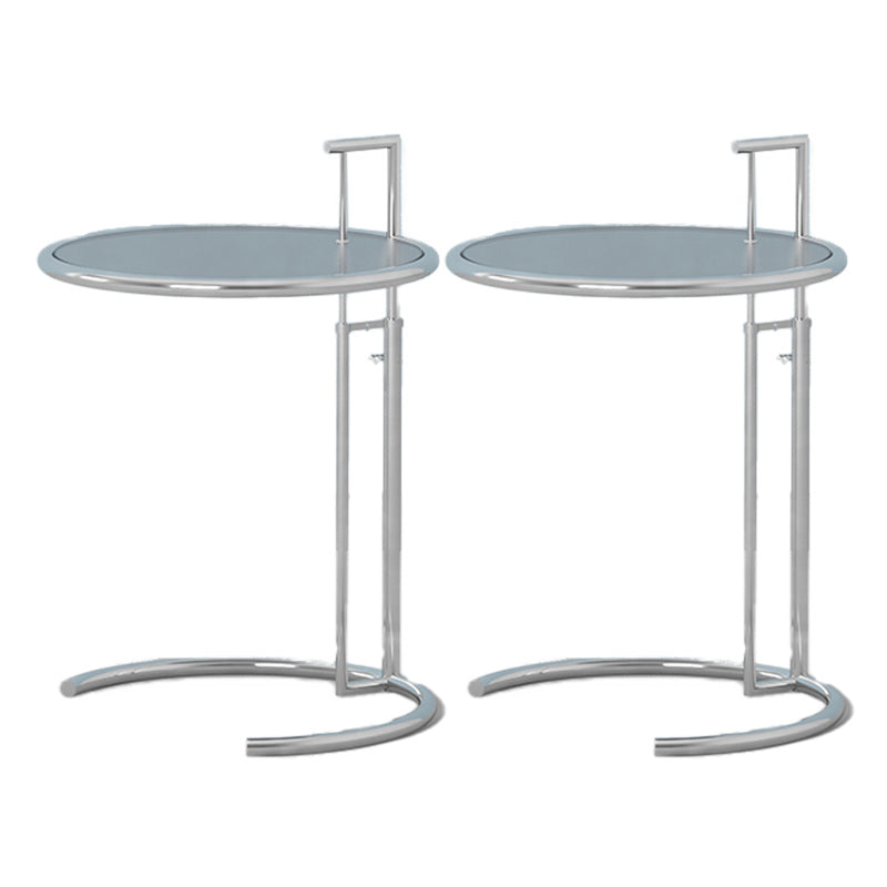 20" Wide Contemporary Corner Table Metal Round Accent Side Table Gray Clear 2 Clearhalo 'Coffee & Accent Tables' 'End & Side Tables' 'end_side_tables' 'furn' 'furn_end_side_tables' 'Furniture' 'Living Room Furniture' 7330852