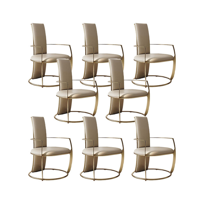 Silla de brazo tapizado sillas de comedor de metal estilo glam para comedor