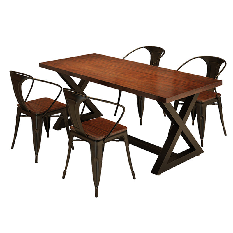 Industrial Dining Table Set 1/2/5 Pieces with Metal Base Kitchen Furniture Set