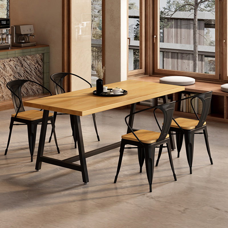 Industrial Rectangle Dining Table Set 1/2/3/5 Pieces with Metal Base Kitchen Furniture Set