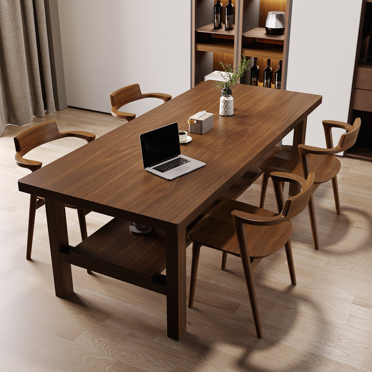 Contemporary Solid Wood Furniture 1/2/5 Pcs Dining Furniture Set in Brown