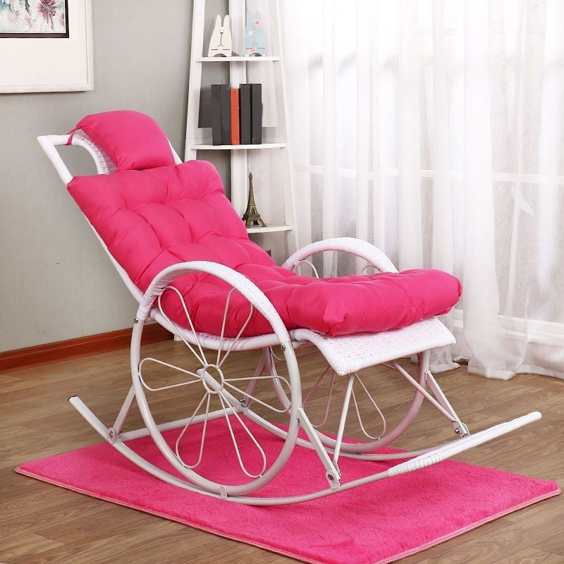 ラタンロッキングアクセント椅子房付きクッション付きモダンな織物ロープロッキングチェア